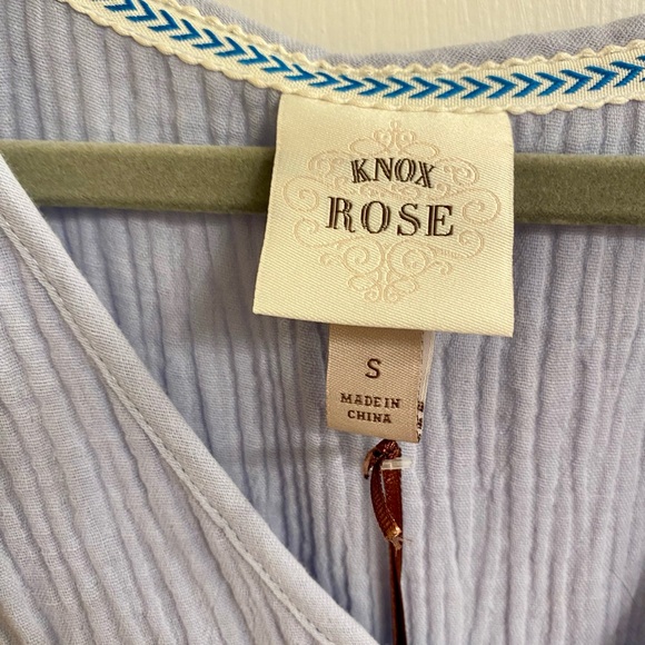 KNOX ROSE V-NECK GAUZE MUSLIN DRESS SIZE SMALL WITH POCKETS BABY POWDER BLUE NWT - Picture 12 of 16